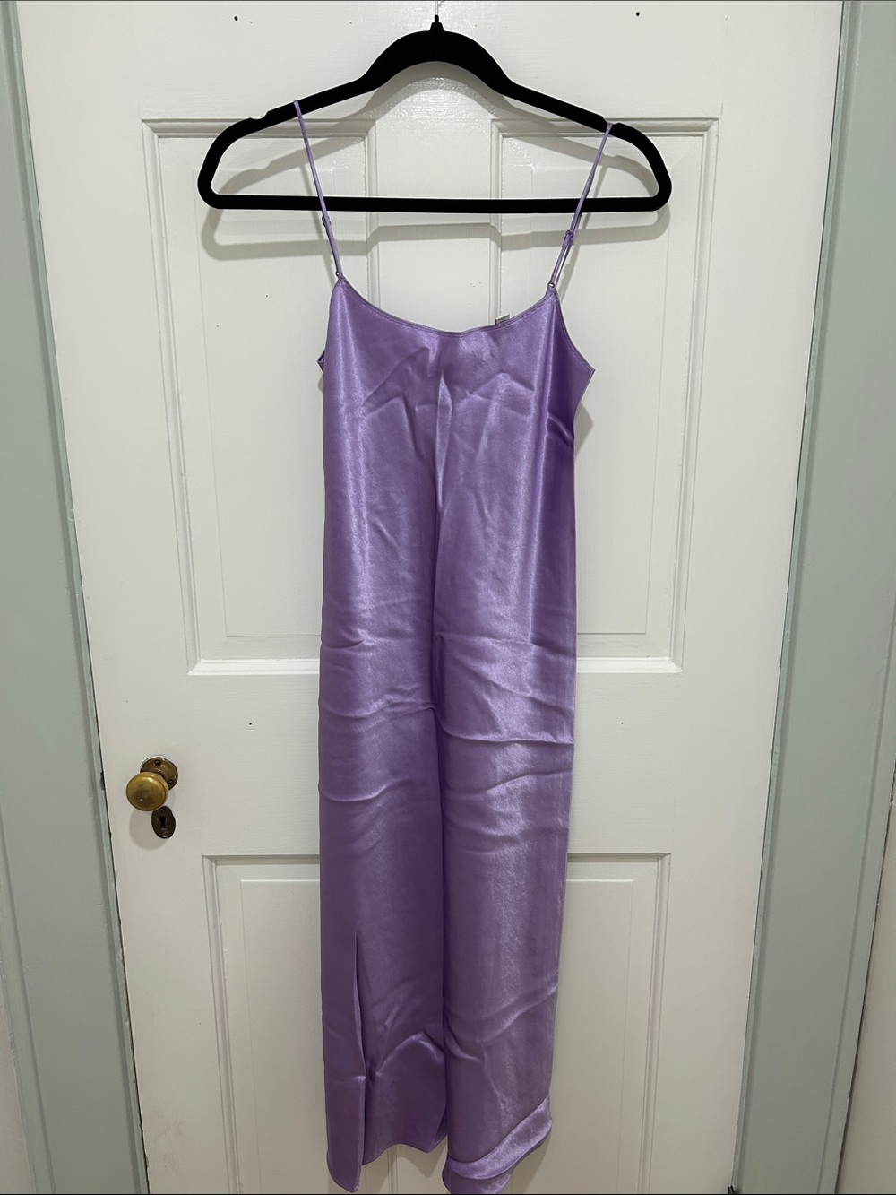 Vince Lavender Satin Slip Dress with Spaghetti Straps